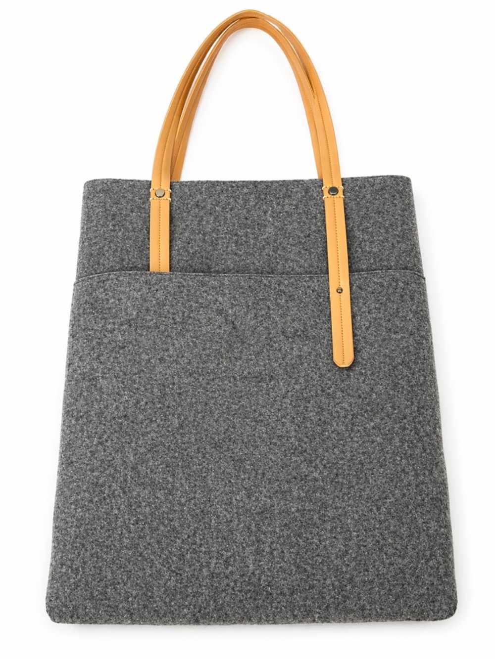 Sherpani Gray Felt Tote w/ Tan Vegan Leather Straps + Matching Card Holder Set - Picture 4 of 5
